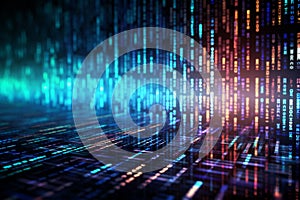 Generative AI Image of Abstract Technology Background with Binary Numbers Code Data on Screen