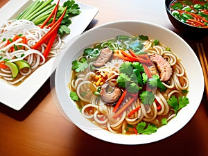 Generative AI image of Asian noodle soup
