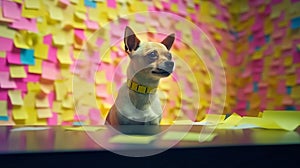 Generative Ai image of a chihuahua with sticky notes