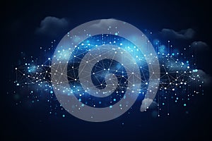 Generative AI Image of Cloud Computing Data Storage with Network Connection Technology