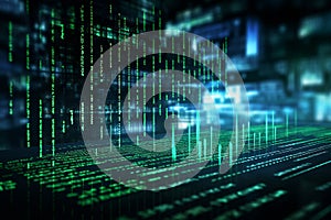 Generative AI Image of Digital Technology Concept with Binary Data Computing System Language