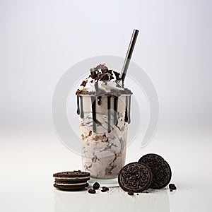 Generative AI Image of a Glass of Chocolate Milkshake with Cream Topping Looks Delicious