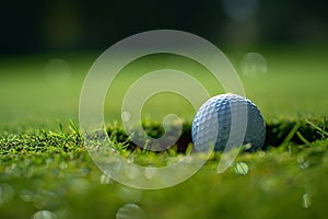 Generative AI Image of Golf Ball Enter Into Hole in Green Field