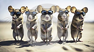 Generative AI image of a group of blind mice