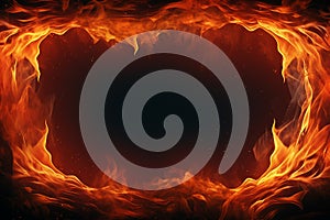 Generative AI Image of Hot Fire Frame Background with Blank Space