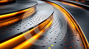 Generative AI Image of Metallic Sleek Surface Abstract Background with Wavy Curve Pattern