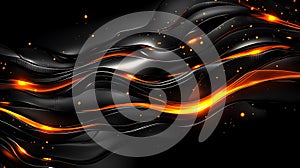 Generative AI Image of Metallic Sleek Surface Abstract Background with Wavy Curve Pattern