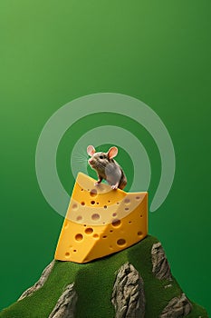 Generative AI image of a mouse sitting on cheese