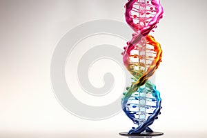 Generative AI Image of Multicolor DNA Structure Model with Double Helix on a White Background