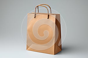 Generative AI Image of Plain Brown Paper Shopping Bag on Isolated Background