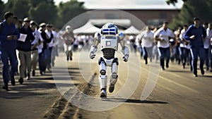 Generative AI image of robot man running