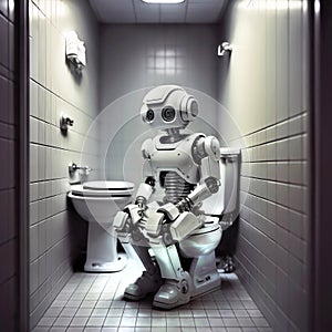 Generative AI image robot on the toilet