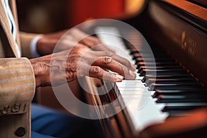 Generative AI Image Showing Close Up Of Senior Man Playing Piano