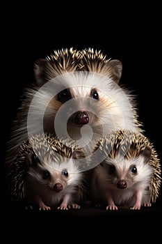 Generative AI image of three Hedgehogs
