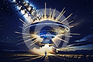 Generative AI image of a UFO landing