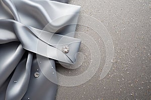 Generative AI Image of Wedding Anniversary Background Concept with Blank Space and Silver Satin Fabric