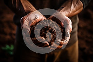 Generative AI Image of World Soil Day with Farmer Hands Holding Fertile Soil