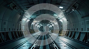 Generative AI An interior of an empty cargo hold of an airplane business concept.