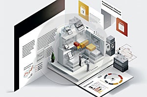 Generative AI of Isometric concept illustration of business analysis