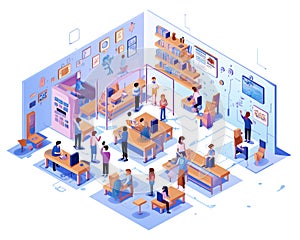 Generative AI Isometric Education Concept-