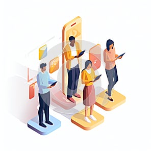 Generative AI Isometric Mobile Phone Assembly-