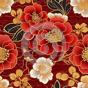 Generative AI Japanese seamless pattern in-