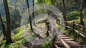 Generative AI Kew mae pan nature trail at Doi Inthanon national park Chiangmai Thailand business concept.