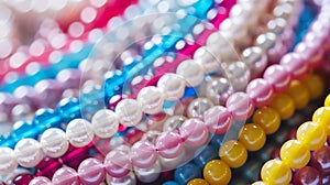 Generative AI Kids handmade beaded jewelry Necklaces and bracelets made from multicolored beads and pearls DIY bra