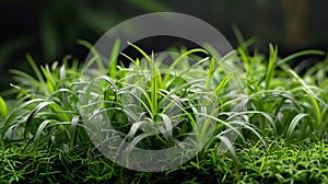 Generative AI Kyoto dwarf grass Ophiopogon japonicus Mini Mondo Grass Snakes Beard business concept. photo