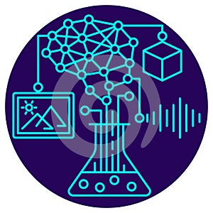 Generative AI Lab icon. Vector thin line illustration