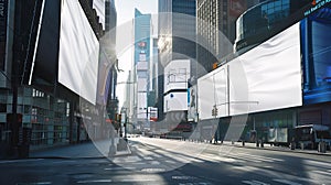 Generative AI Large blank billboards on the street in the city mock up  Image business concept.