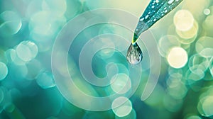 Generative AI Large drop water reflects environment Nature spring photography raindrops on plant leaf Background i