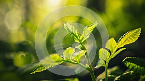 Generative AI Leaves of a young fern closeup with copy space Beautiful fresh fern sprouts in spring woodlands Clos