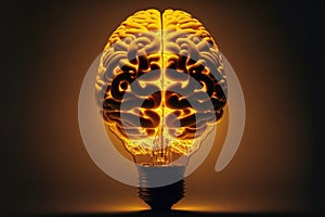 Generative AI of a lightbulb in the shape of a brain concept for Creative Thinking Strategies, Brainstorming Techniques,
