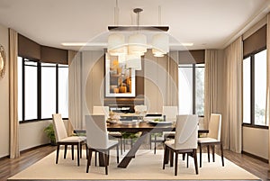 generative AI, Luxurious modern decoration style family dining room room