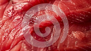 Generative AI Macro shot yellow fin tuna steak background Fresh rare steak close up Raw yellowfin tuna fillet text