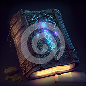 Generative AI: magic book  of spells with signs