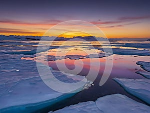 Melting polar ice, twilight nuances photo