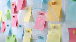 Generative AI memo board with empty note  on white background business concept.