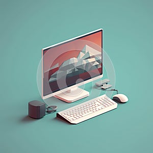 Generative AI Mock up Desktop computer-