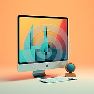Generative AI Mock up desktop computer-