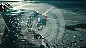 Generative AI Mock up Shopping carts return point on a parking lot near supermarket business concept.