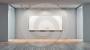 Generative AI Modern Gallery Interior with Blank Canvas and Spotlights Perfect for Art Mockups and Presentations b