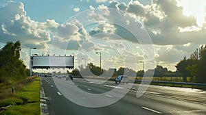 Generative AI Motorway Billboard Mockup A Blank Canvas for Advertising on the Open Road business concept.