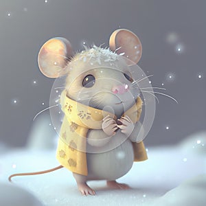 Generative AI: mouse in a winter landscape