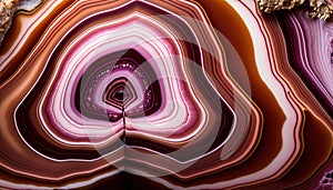 Generative AI, natural volcanic agate stones close-up pink magenta and golden texture. Wallpaper background, quartz marble,