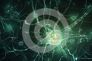 Generative AI of neurons connected in a network producing action potentials concept for nerve cell communication, electrical