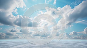 Generative AI Nice Blue Sky with Floor Background with Beautiful Clouds Empty Landscape business concept.