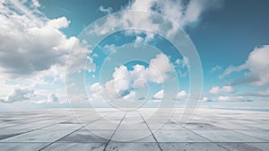 Generative AI Nice Blue Sky with Floor Background with Beautiful Clouds Empty Landscape business concept.