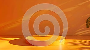 Generative AI Orange 3d Table Studio Empty Interior Background WallWall paper  Summer Tropic  Pattern Abstract Tex